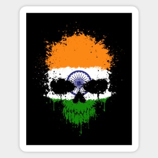 Chaotic Indian Flag Splatter Skull Sticker